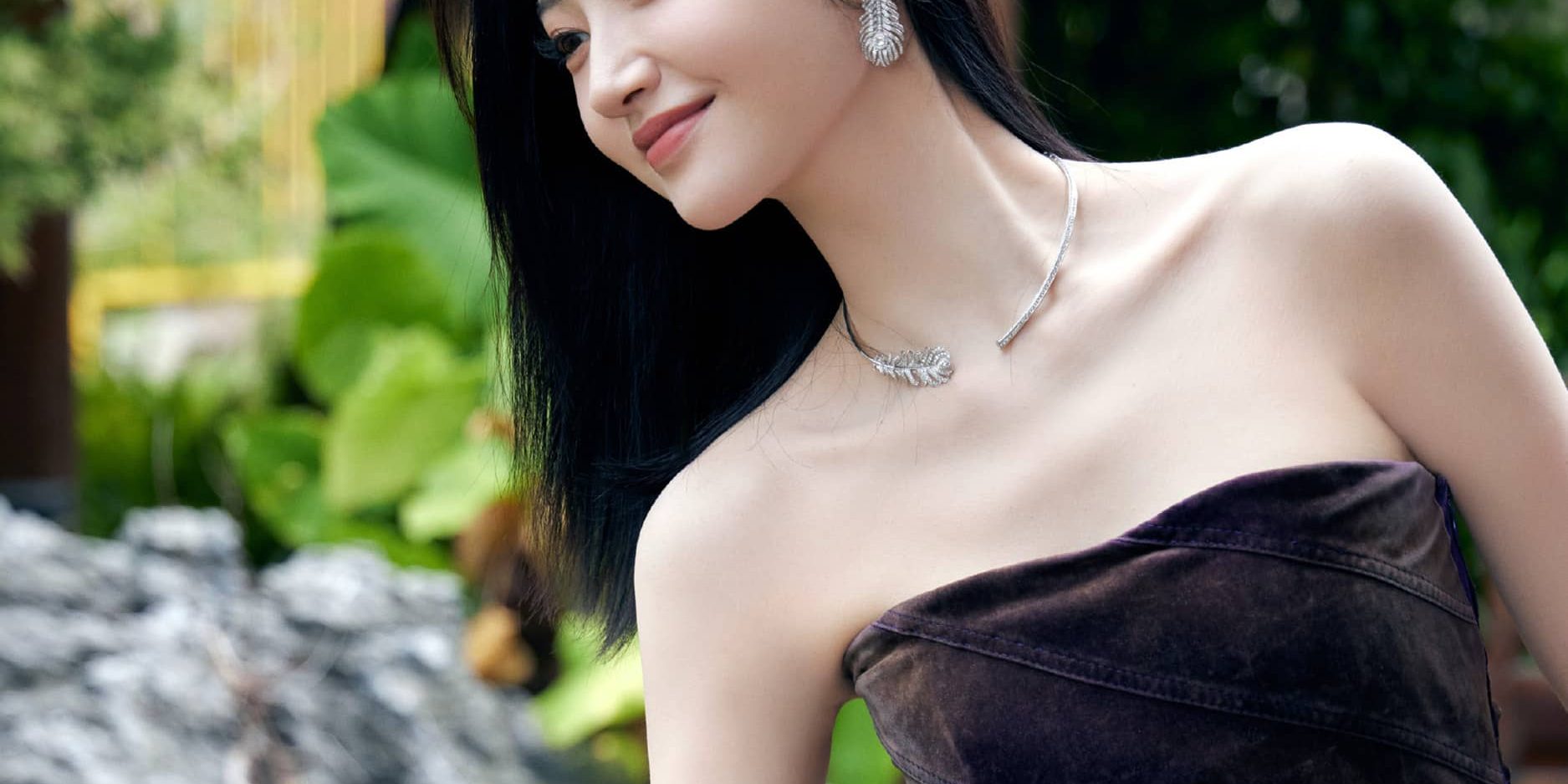 景甜渐变蓝色礼服浪漫美人鱼