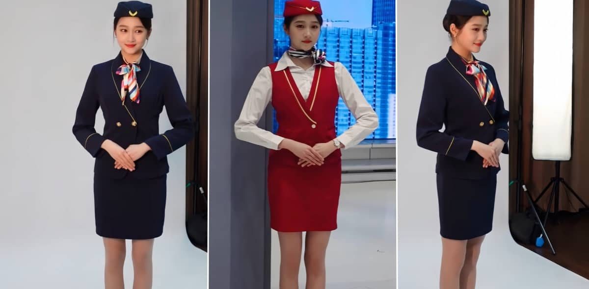 关晓彤姐姐的空姐服美照