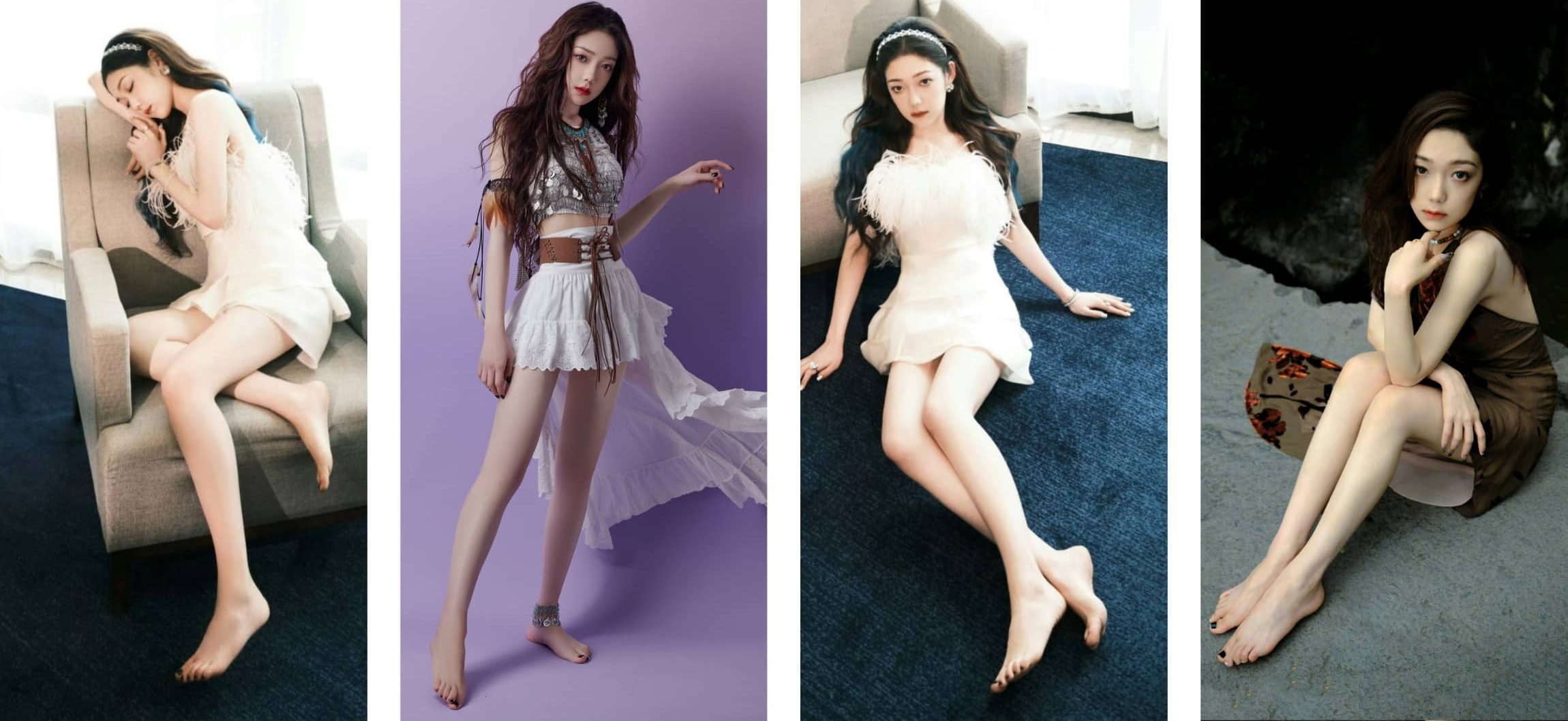 希林娜依高壁纸：光脚丫大长腿少女感
