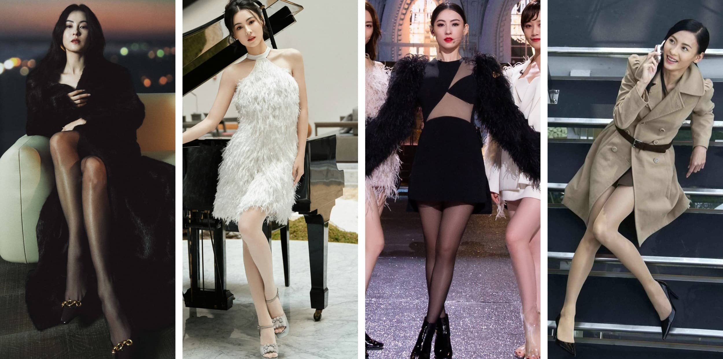 张柏芝壁纸：丝袜妆造大长腿