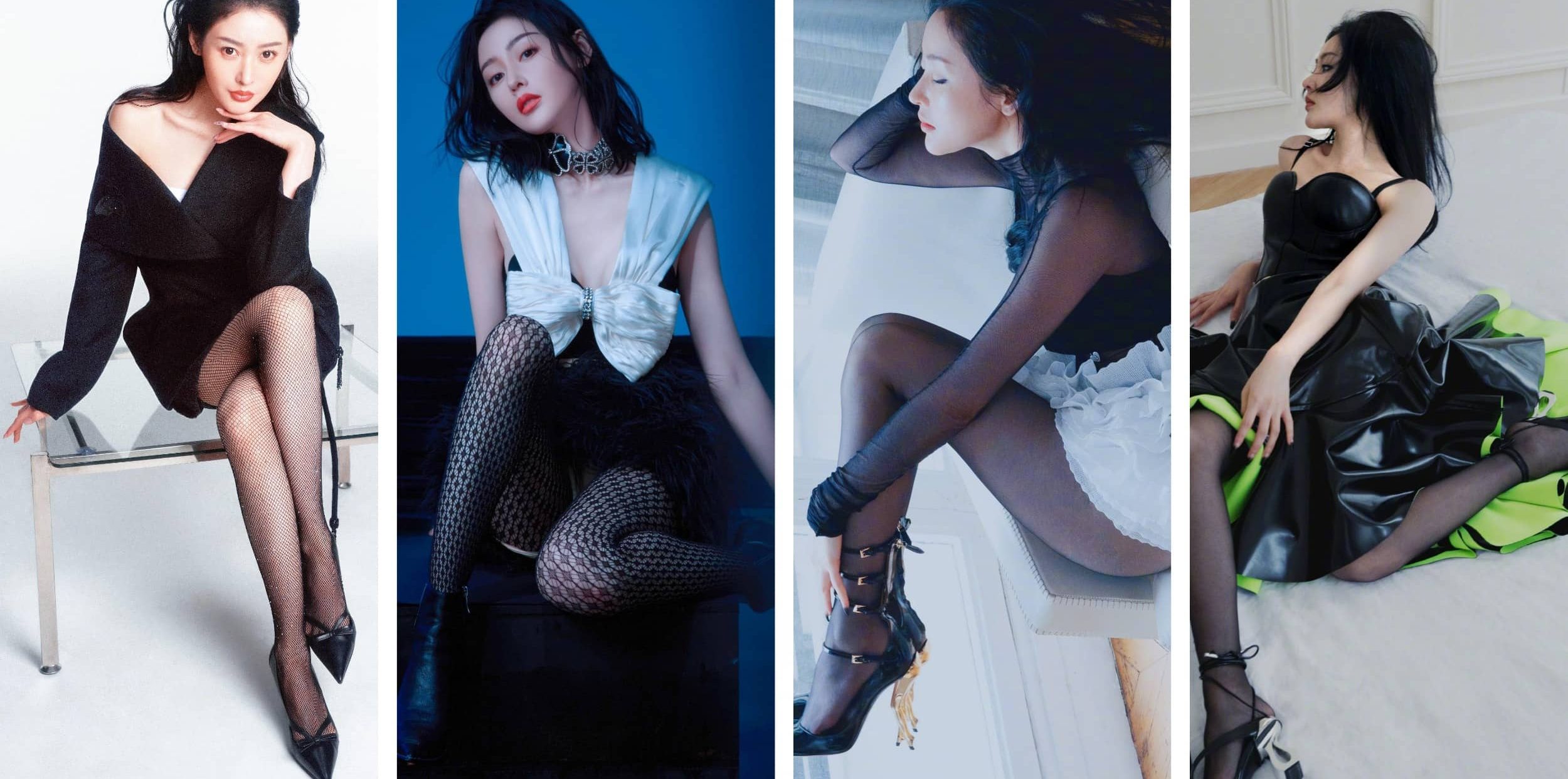 张天爱壁纸：丝袜妆造大长腿