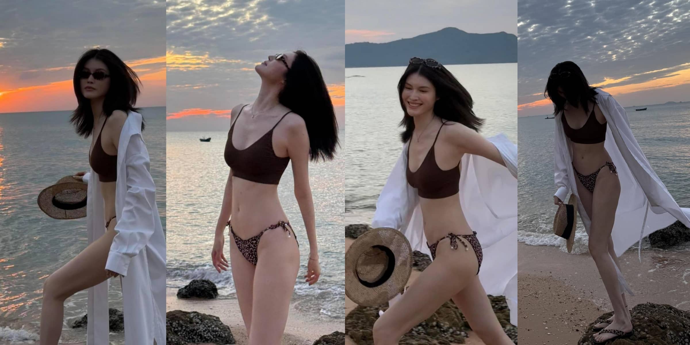 何穗泳装，模特好身材