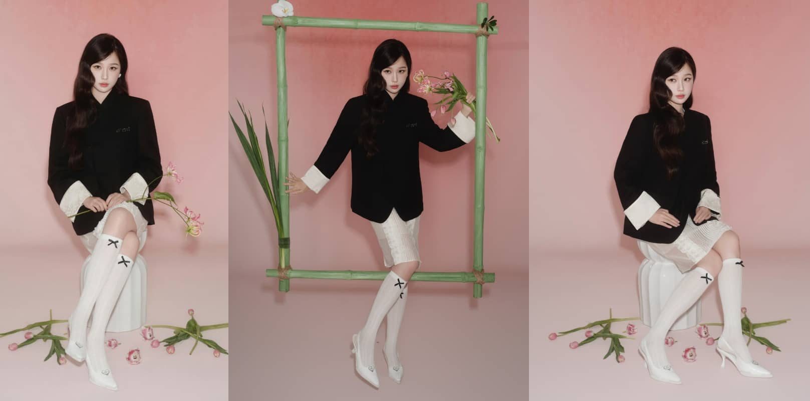 虞书欣少女写真，黑白穿搭色彩，如春日繁花烂漫