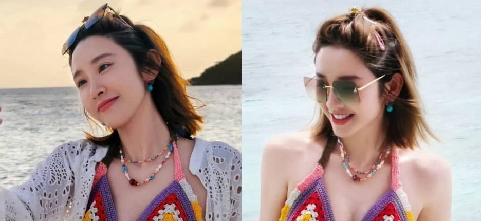 唐艺昕休闲泳装，笑容好甜，身材很好