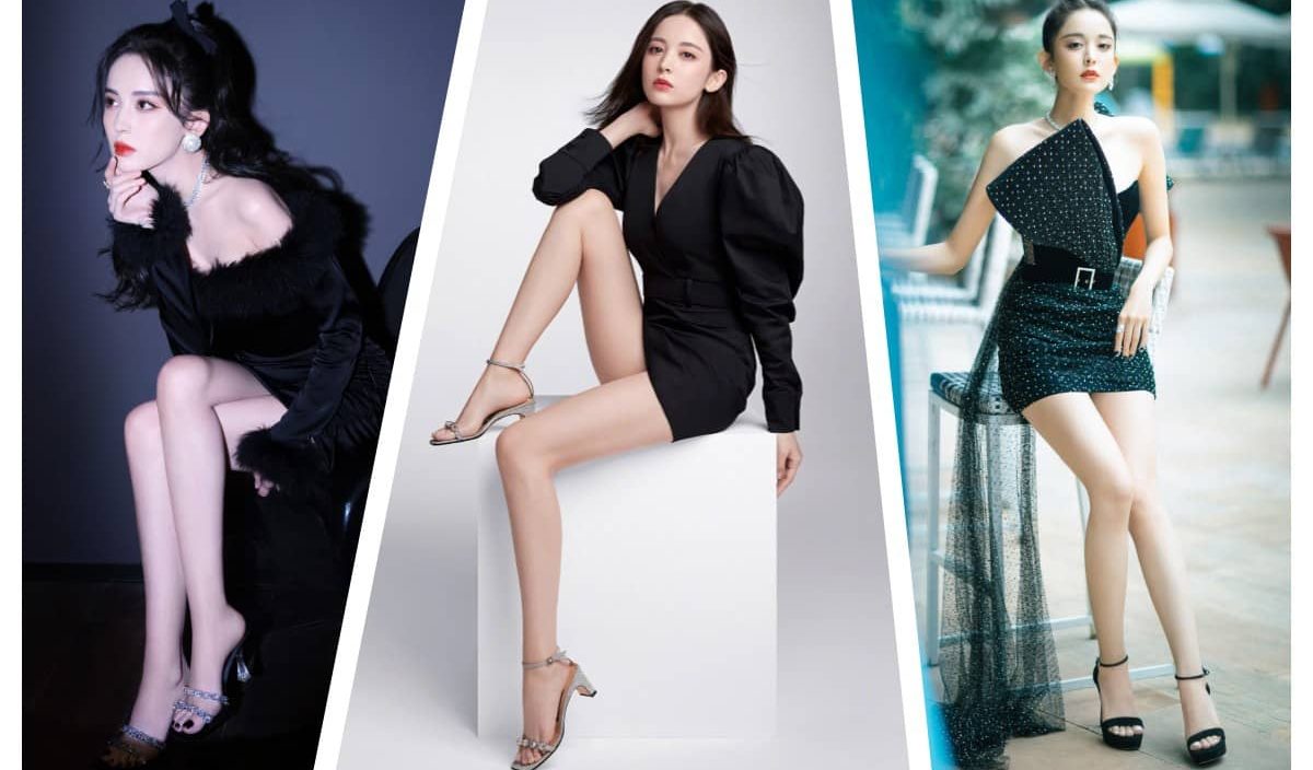 古力娜扎写真精选：红唇黑裙大长腿，冷酷迷人