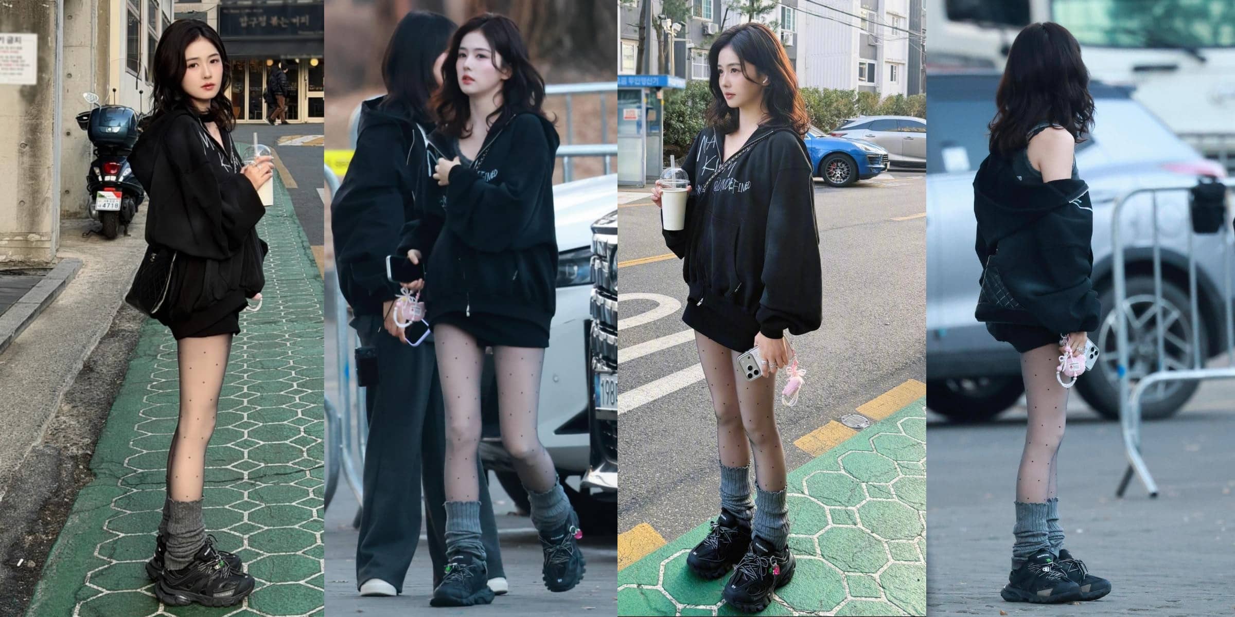 白鹿，好看的波点丝袜街拍穿搭