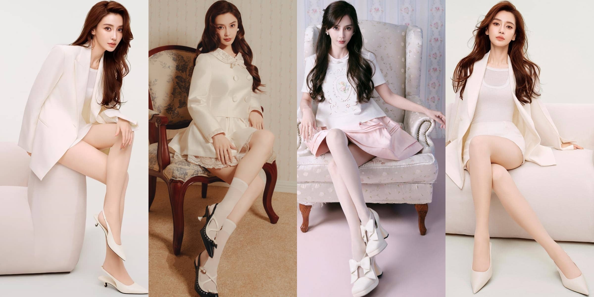 杨颖好看的白色丝袜美腿穿搭壁纸