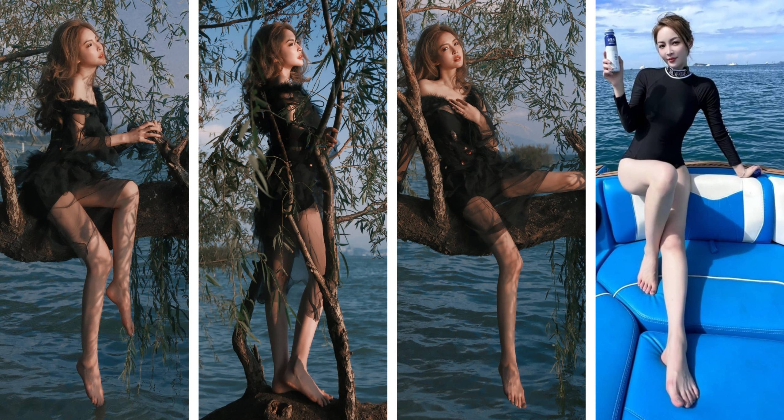 王钟瑶壁纸：美女台球裁判光脚丫妆造