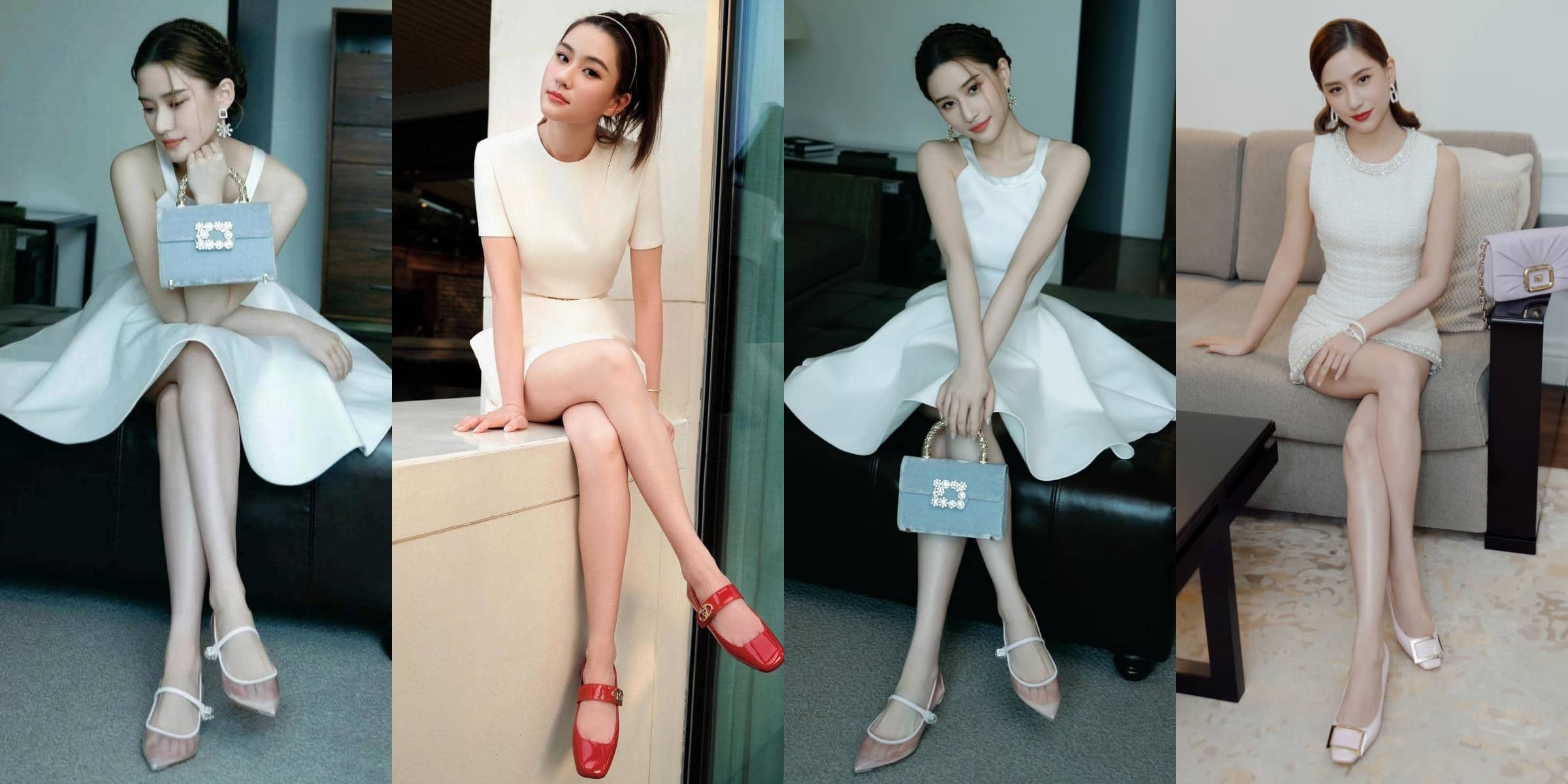 何超莲，白裙美腿，优雅中透着青春气息