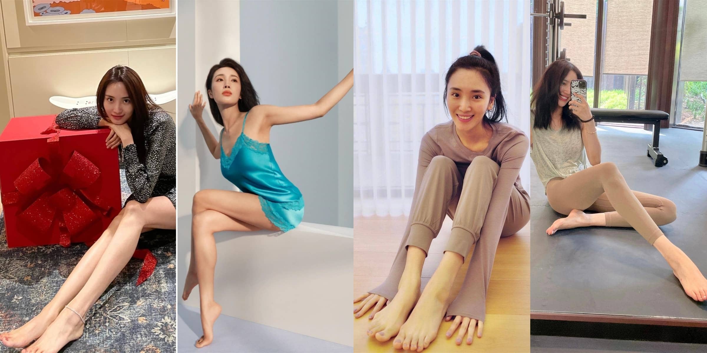 王紫璇健身，光脚大长腿，这身材绝了