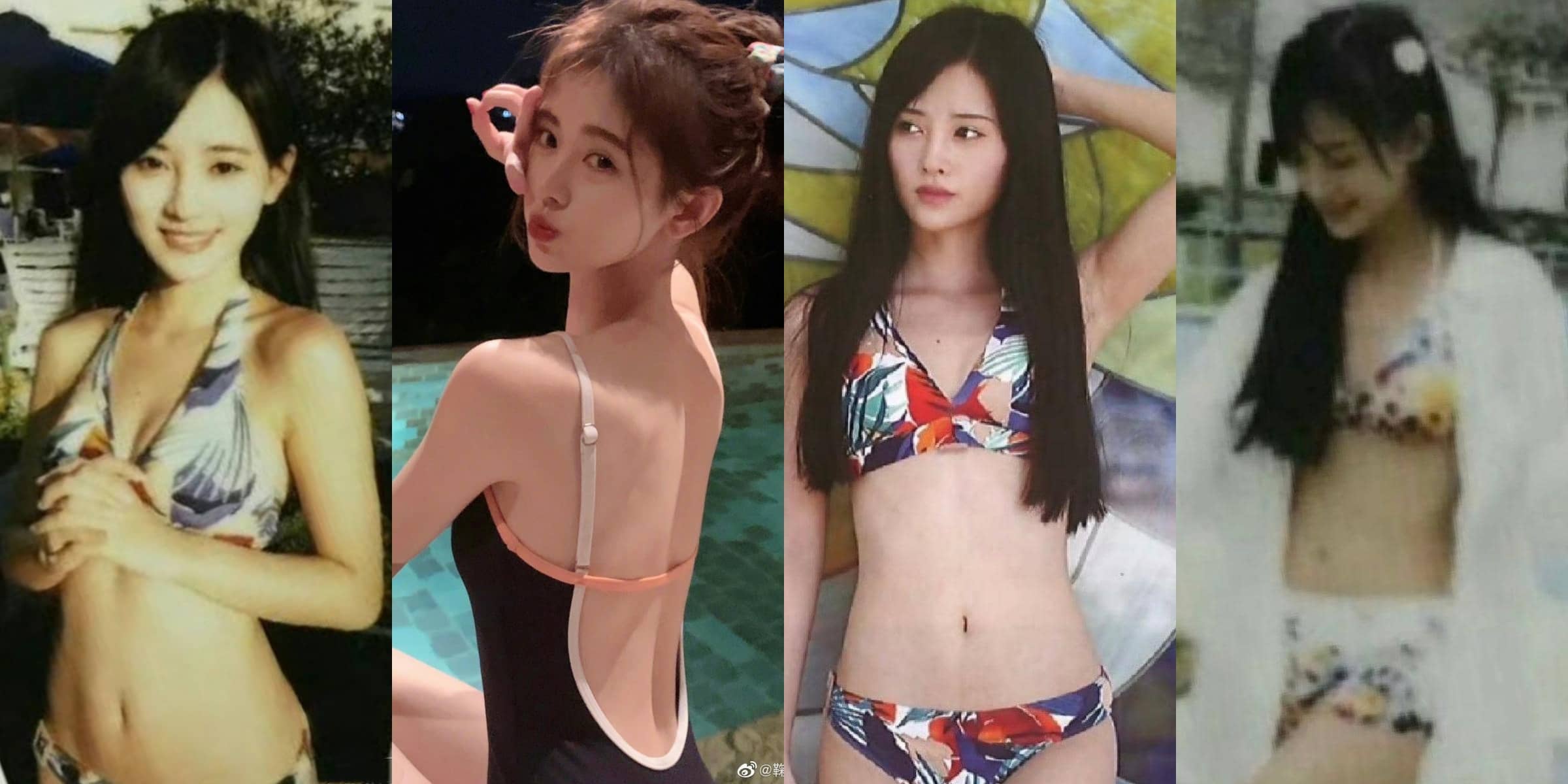 鞠婧祎，少见的泳装穿搭