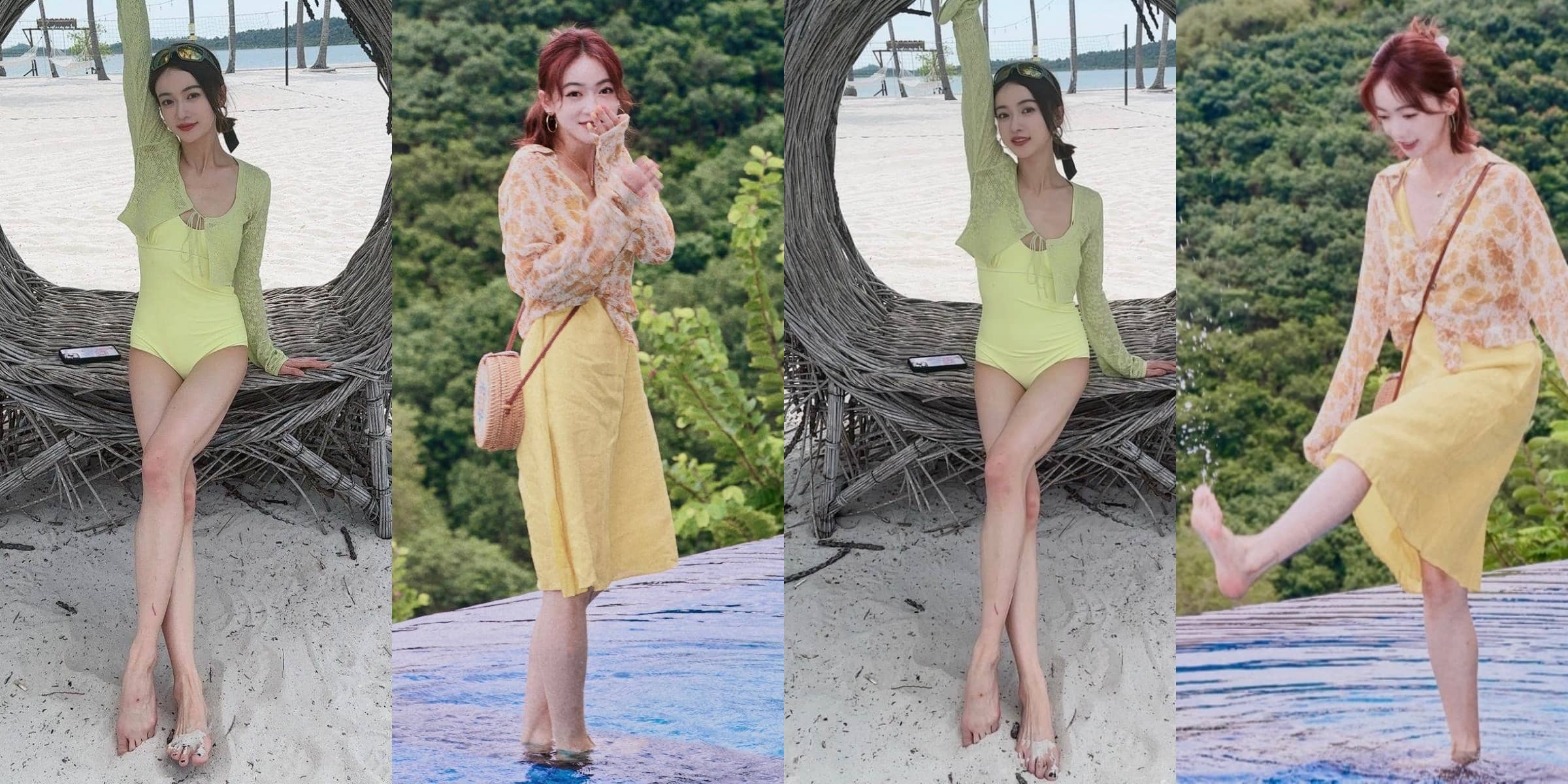 吴谨言，泳池边柔美私服，清新甜美