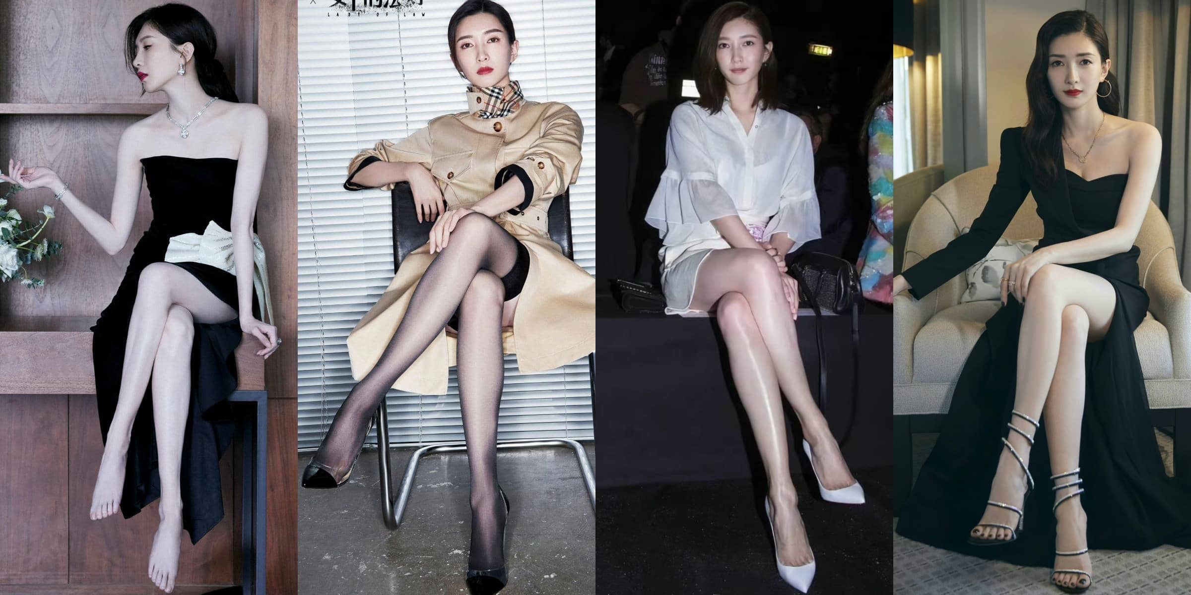 江疏影的坐姿，翘脚大长腿