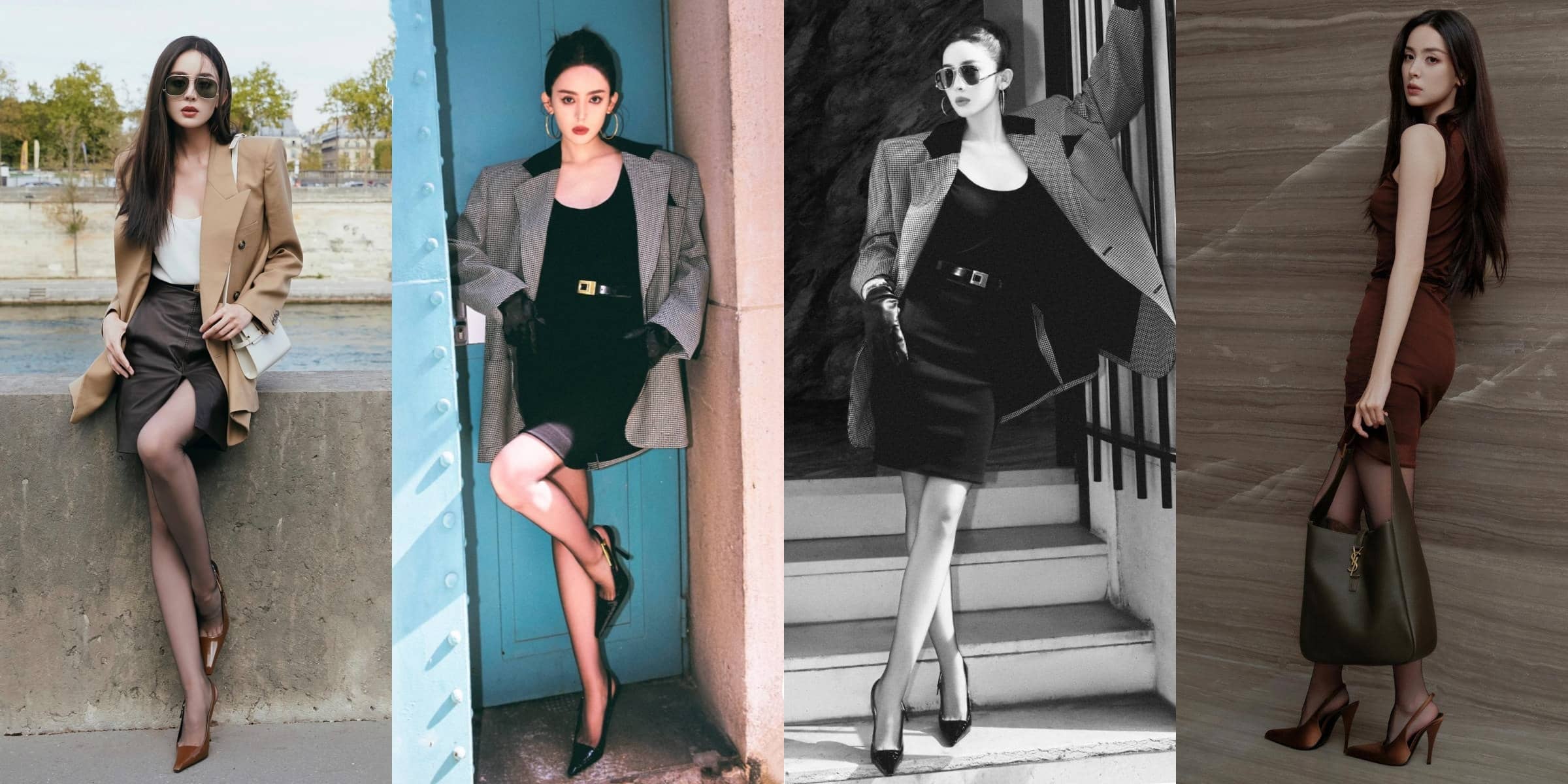 娜扎×Saint Laurent圣罗兰壁纸：美腿大气迷人妆造