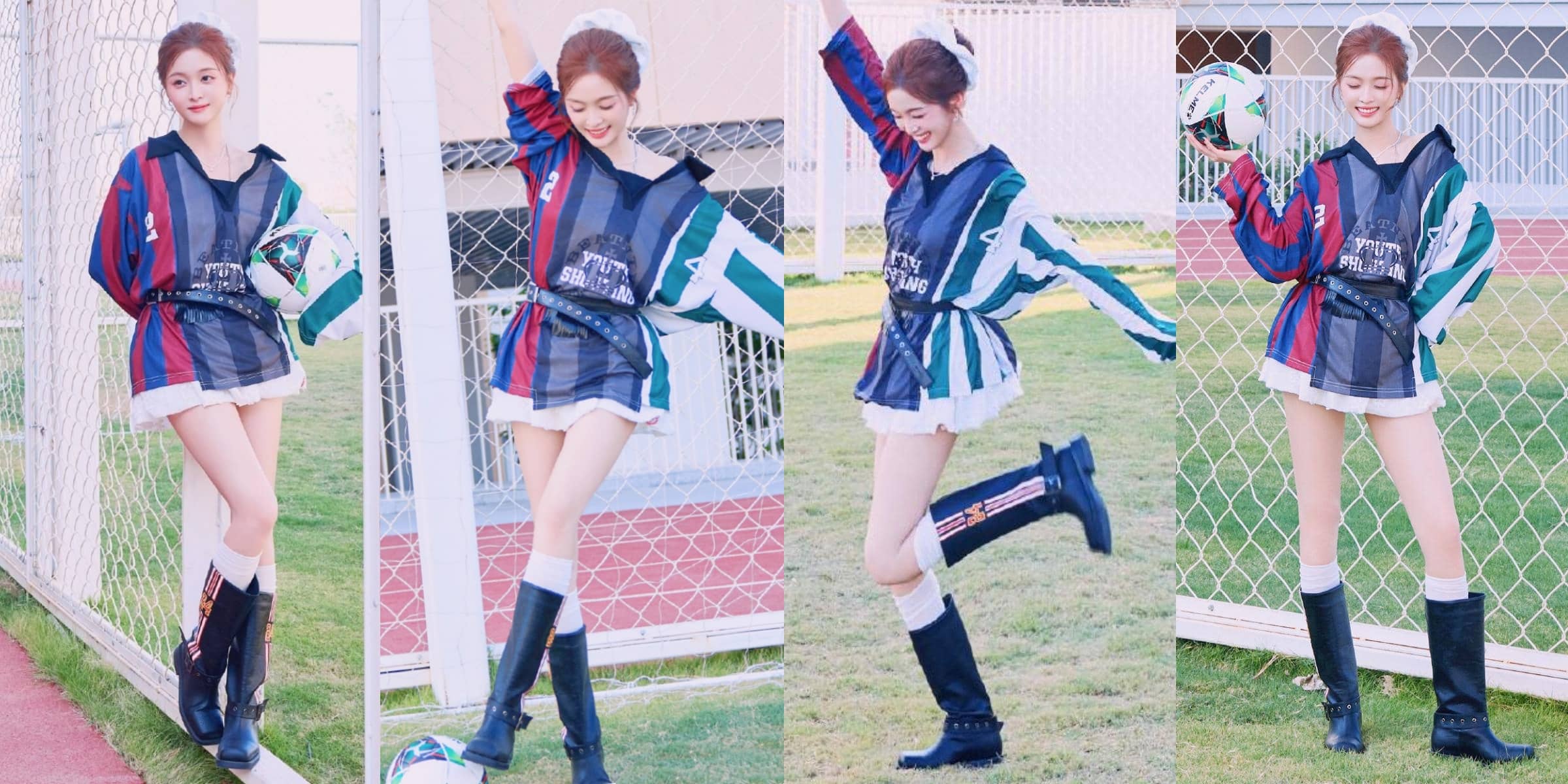 吴宣仪，足球少女，青春感满溢