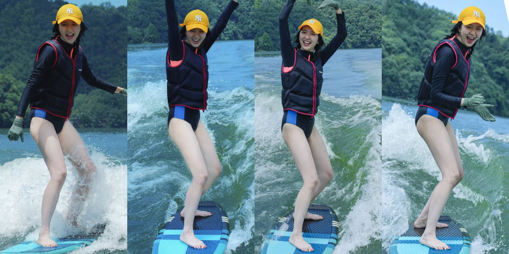 许龄月化身”冲浪少女“，活力十足